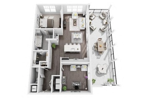Floor plan for 1 bed, 1 bath, 1131 sqft